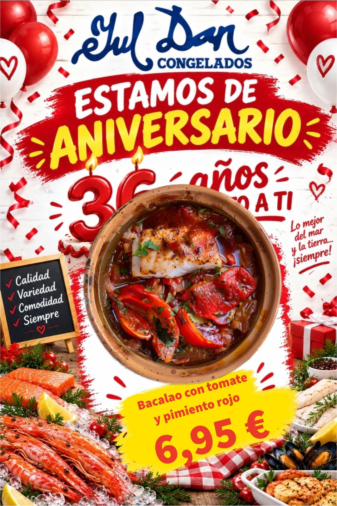 Bacalao con tomate y pimiento rojo